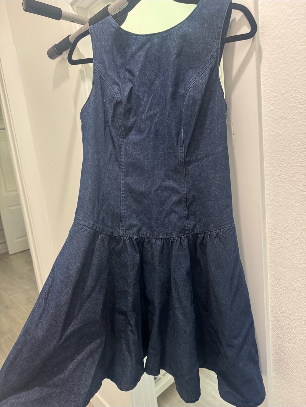 Girls' Dark Blue Denim Sleeveless Dress